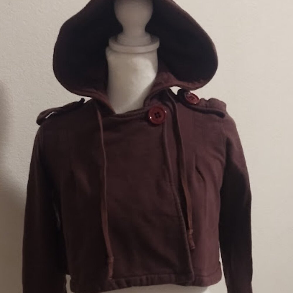 Mike & Chris Cropped Sweater Size Small Maroon Burgundy Cotton Jacket